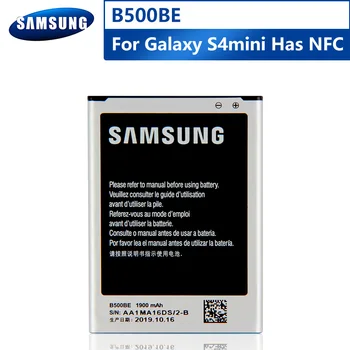 Eredeti B500BE Akkumulátor Samsung GALAXY S4 Mini I9190 I9192 I9195 I9198 S4Mini NFC 4Pins Csere Telefon Akkumulátor 1900mAh