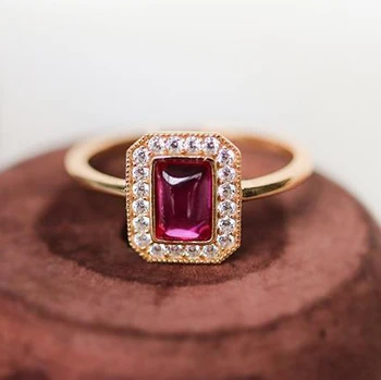 Eredeti design ruby geometriai gyémánt gyémánt nyitó állítható gyűrű retro fény luxus varázsa női márka ezüst ékszerek