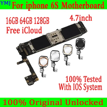 Eredeti iPhone 6-os Alaplap/nélkül Touch ID Ujjlenyomat Nyitva iCloud iPhone 6-OS Logikai kártya 16 GB 64 gb-os 128GB