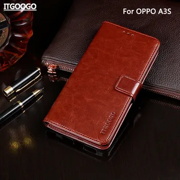 Esetben Az OPPO A3S burkolata Magas Minőségű Flip bőrtok OPPO A5 Borító Capa Telefon, táska, Pénztárca Ügy