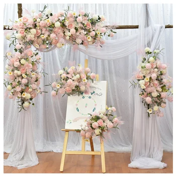 Esküvői dekoráció útmutató közút mesterséges virág sor üdv márka kreatív otthon ajtó sarkában DIY koszorú fotózás, kellékek decorat