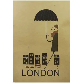 Eső London Újdonság Egyszerű Kreatív Nyomtatási Retro Nátronpapír Poszter Bár Otthon Dekorációs Festmény, Fali Matricák