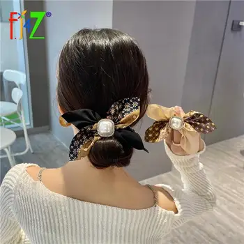 F. J4Z Trend Hairbands a Nők 2021 Korea Haj, Ékszerek, Selyem csokornyakkendő Szimulált Gyöngy Lófarok Jogosultja Hölgy Ajándék повязка на голову