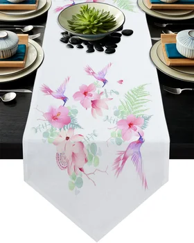 Finom Trópusi Virágok, Kolibri Asztali Futó Haza, Konyha, Étkező Abrosz Esküvői Asztal Dekoráció Asztali Futó