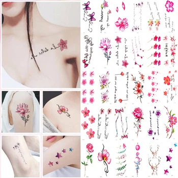 Forró 30Sheet/Sok Ideiglenes Tetoválás Matrica Leveleket Toll Body Art Tetoválás Vízálló Virág Tetoválás Matrica Hamis Víz Transzfer