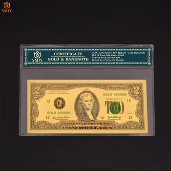 Forró Eladó Szín MINKET Valuta Papír 2 dollár bankjegyek A 24 karátos Arany, a Pénz Hamis Bankjegyek Gyűjtemények, Szórakoztató Ajándék