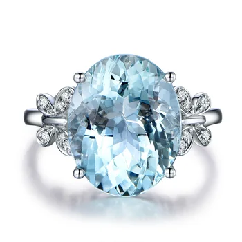 Foydjew Európai Amerikai Divat Szintetikus Tenger Kék Topáz Pillangó Gyűrű Fehér Arany, Aranyozott, Cirkon Intarziás Női Gyűrű Ékszer