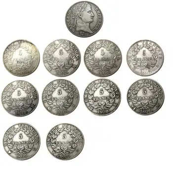 Franciaország 5 Frankot 1809-ben 10 különböző jel Ezüst Bevonatú Másolás Érmék