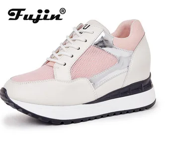 Fujin 2021 Ins Apa Cipő Vaskos Cipők Platform Wedge Sarok 8cm Valódi Bőrből készült, Üreges Vágott Nyári, jól Szellőző, Kényelmes Cipők