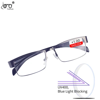 Férfi Olvasó Szemüveg Anti Kék Fény очки для дальнозоркости Téglalap alakú Női Szemüveg Fém Optikai szemüvegkeret +1.5