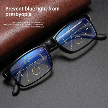 Férfiak, Nők Progresszív Olvasó Szemüveg Bifokális, Multifokális Anti Kék Fény Nagyító Presbyopic Szemüveg +1.0~+4.0