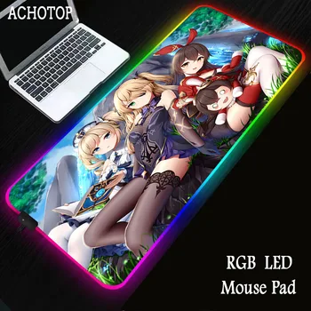 Genshin Hatása RGB LED Nagy Egér Pad USB Vezetékes Világítás Gaming Mousepad Billentyűzet Szőnyegek Színes Világító PC mousepad mat