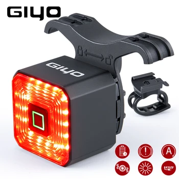 GIYO Okos Kerékpár Lámpa Hátsó Lámpa Kerékpár Tartozékok Automatikus Be - /Kikapcsolás USB-n Tölthető Stop Jel Fék Lámpa LED Biztonsági Lámpás