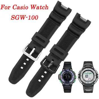 Gyanta Watchband a Casio G-shock SGW100 Sport Szíj SGW-100-1V SGW-100-1VDF Vízálló Gumi Karkötő Heveder Watch Tartozékok