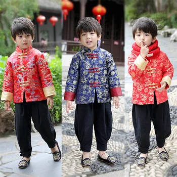 Gyerek Fiú Őszi Téli Steppelt Kínai Tang Style kabát Kabát