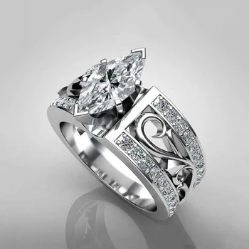 Gyönyörű Női Ezüst színű, Üreges Gyűrű Burkolt Gyémánt Ékszerek Menyasszonyi Évforduló Ajándék Eljegyzési Lakoma Party Esküvői Gyűrű