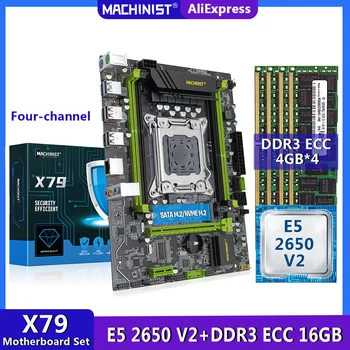 GÉPÉSZ X79 Alaplap LGA2011 Kit Inte E5 2650 V2 Processzor 16G(4G*4) DDR3 ECC RAM Támogatás Négy Csatorna ATX X79 282H
