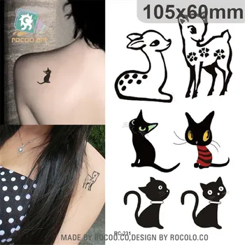 harajuku vízálló ideiglenes tetoválás lady nők szép 3d állat-macska szarvas design tetoválás matrica Ingyenes Szállítási RC2231