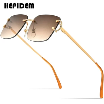 HEPIDEM Keret nélküli napszemüvegek Férfi 2022 Új keret nélküli Szögletes Luxus Gyémánt Napszemüveg a Nők Gradiens Nylon Lencse 50249