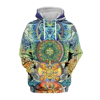 Hippi Mandala Absztrakt Pszichedelikus 3d Kapucnis felső/Pulóver/Téli, Őszi Divat Hosszú Ujjú Streetwear a Férfiak, mind a Nők