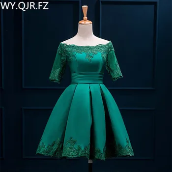 HJZY-80L#New mély zöld plus size bál ruha menyasszony pirítós ruha Le Váll rövid koszorúslány ruha nagykereskedelmi testreszabása