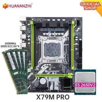HUANANZHI X79 M PRO Alaplap Intel XEON E5 2650 V2, 4*8 GB DDR3 RECC memória combo kit meghatározott NVME USB3.0 NVME USB-SATA