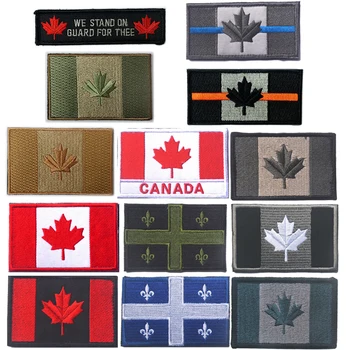 Hímzett Kanadai Zászló Quebec Javítás Hadsereg Katonai Taktikai Kanadai Maple Leaf Jelvények Karszalagot Nemzeti Zászló Hímzés, Javítások