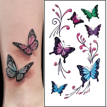 Ideiglenes Tetoválás Matricák Angol Szó, A Fekete Pillangó, A Leveleket Toll Body Art Tetoválás Matricák Vízálló Ideiglenes Tetoválás