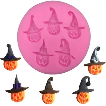 Ingyenes szállítás Halloween tök boszorkány kalap csokoládé Fél torta díszítő eszközök DIY sütés fondant szilikon penész T0272
