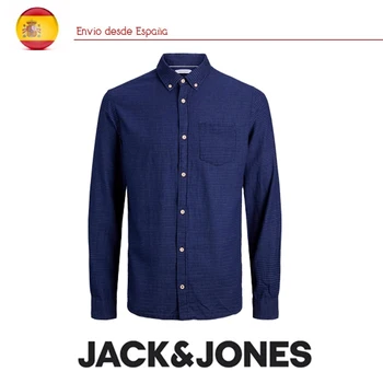 Jack & Jones férfi pamut póló Mod JJByron Színű Sötét Kék csíkos hatást Slim Fit Alkalmi divat Alkalmi