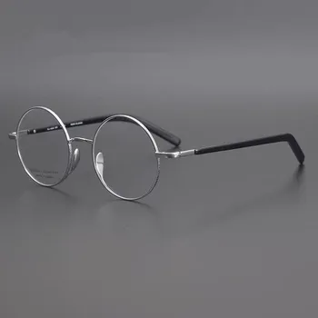 Japán Kézzel készített Retro Kerek Titán Szemüveg Keretek Férfiak Optikai Rövidlátás Szemüveget a Nők Könnyű Receptet Szemüveg