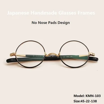 Japán Kézzel készített Szemüveg Keretek Nem Orrát Párna-Acetát Szemüveg Szemüveg Kerek Férfi Nő Keret Divat Népszerű Rövidlátás KMN-103