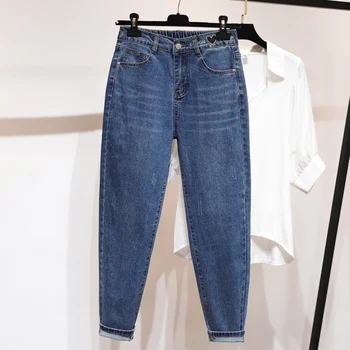 Jeans Női Magas Derék Plus Size Laza Teljes Hossza Őszi 2021 Női Farmer Sarouel