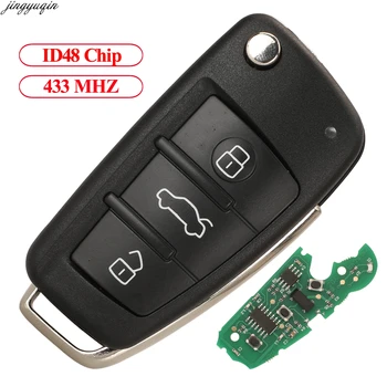 Jingyuqin Flip Távirányító Autó Kulcs 433MHZ ID48 Chip (Külön) Audi A4 231G 2005 8E0837220E 3 Gomb