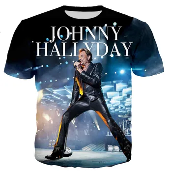 Johnny Hallyday Nyomtatott 3D-s póló Férfi/nő 2021 Nyári Divat Alkalmi póló Unisex Cool Hip-Hop Streetwear Tees