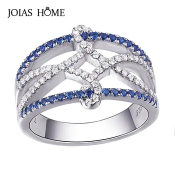 JoiasHome 925 Sterling Ezüst Gyűrű Luxus Zafír, Fehér Cirkon Esküvői Örökkévalóság Gyűrű Tökéletes Ajándék Méret 6-10
