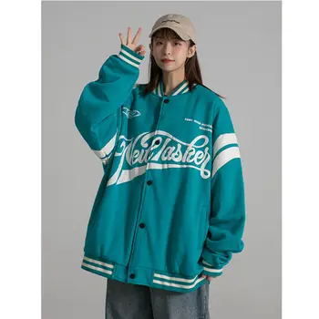 Kabát Női Levél Nyomtatott Baseball Egységes Diák Bombázó Ruhák Női Harajuku Streetwear Lányok Plus Size Gót Versenyző Kabát