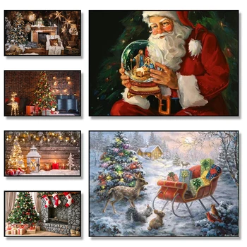 Karácsony, Mikulás, Ajándékot Adni, Vászon Festmény Wall Art Képek, Poszterek, Nyomatok, Élő Gyerekek Hálószobás Otthon Dekoráció
