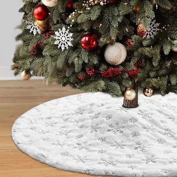 Karácsonyfa Szoknya karácsonyfa Díszek 90/122cm Fehér Plüss Sequin Sequin Hímzés