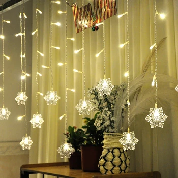 Karácsonyi hópelyhek led string villogó fények függöny könnyű vízálló karácsonyi parti csatlakozás képes hullám tündér fény 3.2 m