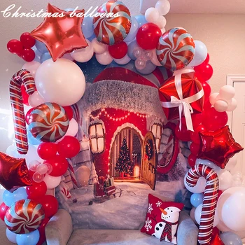 Karácsonyi Léggömb Garland Arch kit a Karácsony, Piros, Fehér, Candy Lufi Ajándék-Lufi Dobozban Karácsonyi Party Dekoráció