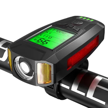 Kerékpár Lámpa Szett Sebességmérő USB Újratölthető Fényszóró Szuper Fényes Első 5 Világítási Módok Ingázás, Illetve a Közúti Kerékpáros