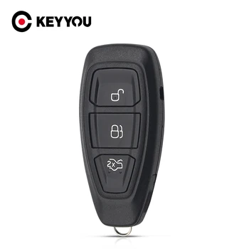 KEYYOU Ford Focus C-Max Kuga Mondeo Fiesta 3 Gomb Távoli Autó Kulcs Shell betéttel Vágatlan Penge Csere Kulcsot Esetben