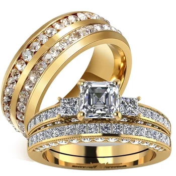 Klasszikus Divat Arany Romantikus Pár Esküvői Eljegyzési Gyűrű Cirkónia Gyűrű, Ékszerek, Kiegészítők Valentin Napi Ajándék