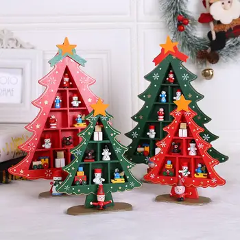 Kézzel készített Sztereó, Fából készült karácsonyfa Gyermekek Elrendezés Karácsonyi Dekorációk, Díszek Asztal Dekoráció Boldog Új Évet lakberendezés Ajándék