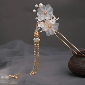 Kínai Hajtűket A Nők Miraculou Klasszikus Vintage Kristály Gyöngy Virág Haj Klipek a Tassel Esküvői Ékszerek, Haj Tartozékok
