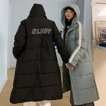 Közepes hosszúságú pár bélelt kabát 2021 új kabát dzseki női téli vastag meleg koreai sport stílus le, bélelt kabát, anorák
