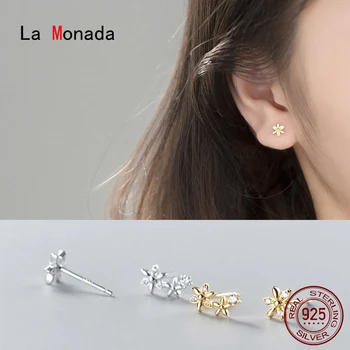 La Monada Aszimmetrikus Virág Koreai Minimalista Női Fülbevaló, Ezüst 925 Stud Finom Ékszerek 925 Ezüst Fülbevaló Női