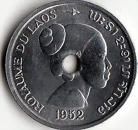 Laosz 10 cent 1952-es kiadás Érmék Ázsia Új, Eredeti Érme Unc Gyűjthető Kiadás Igazi Ritka Megemlékező Random Év