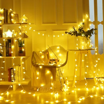 LED-es Csillagos Fények StringTwinkling Csillagok, Villogó Fények, Boldog Karácsonyi Dekoráció Az Otthoni 2021 Noel Oranment Naviidad Medálok Szívességet